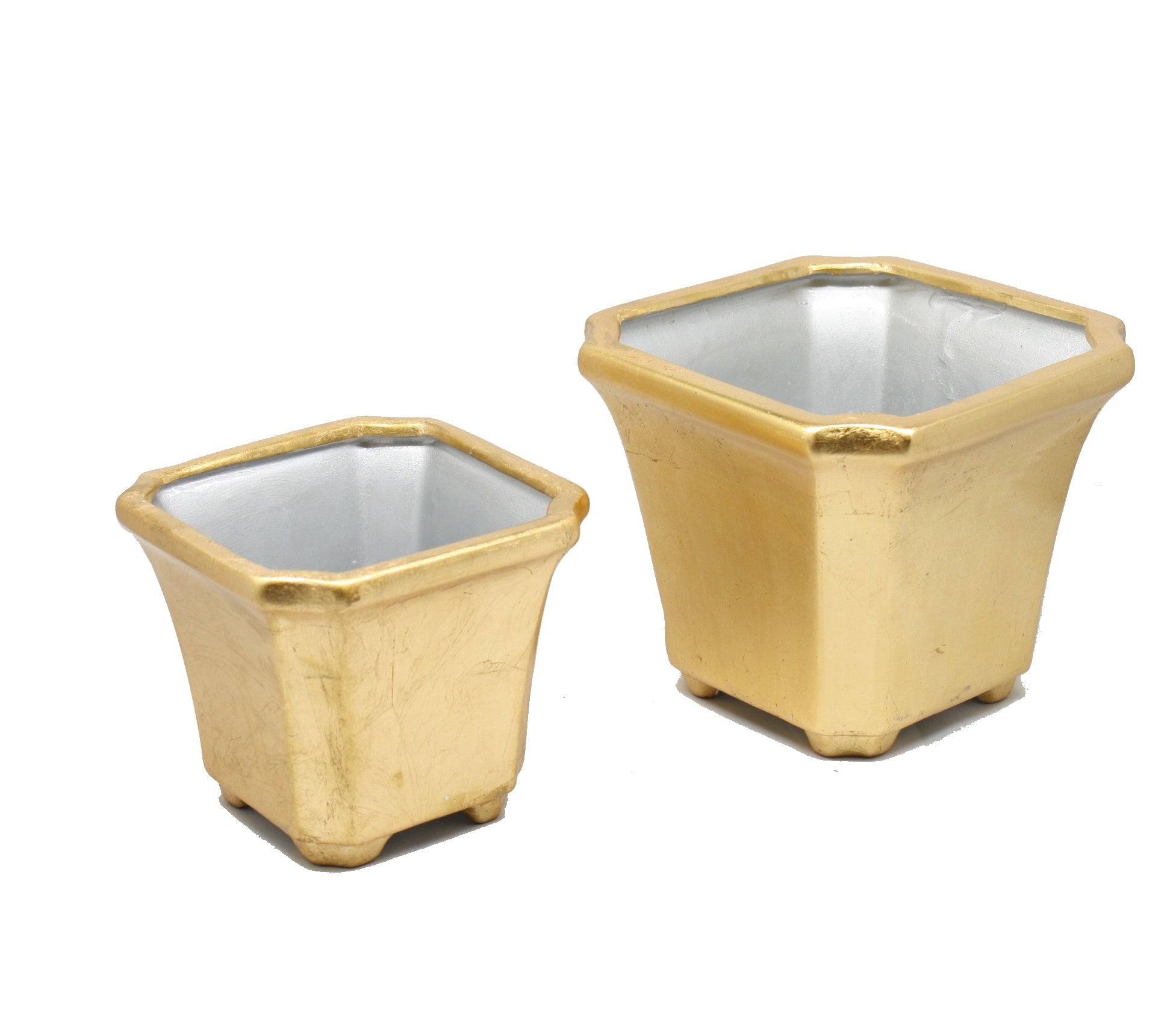 Ceramic Octangon Pot - Gold - 6 Inch