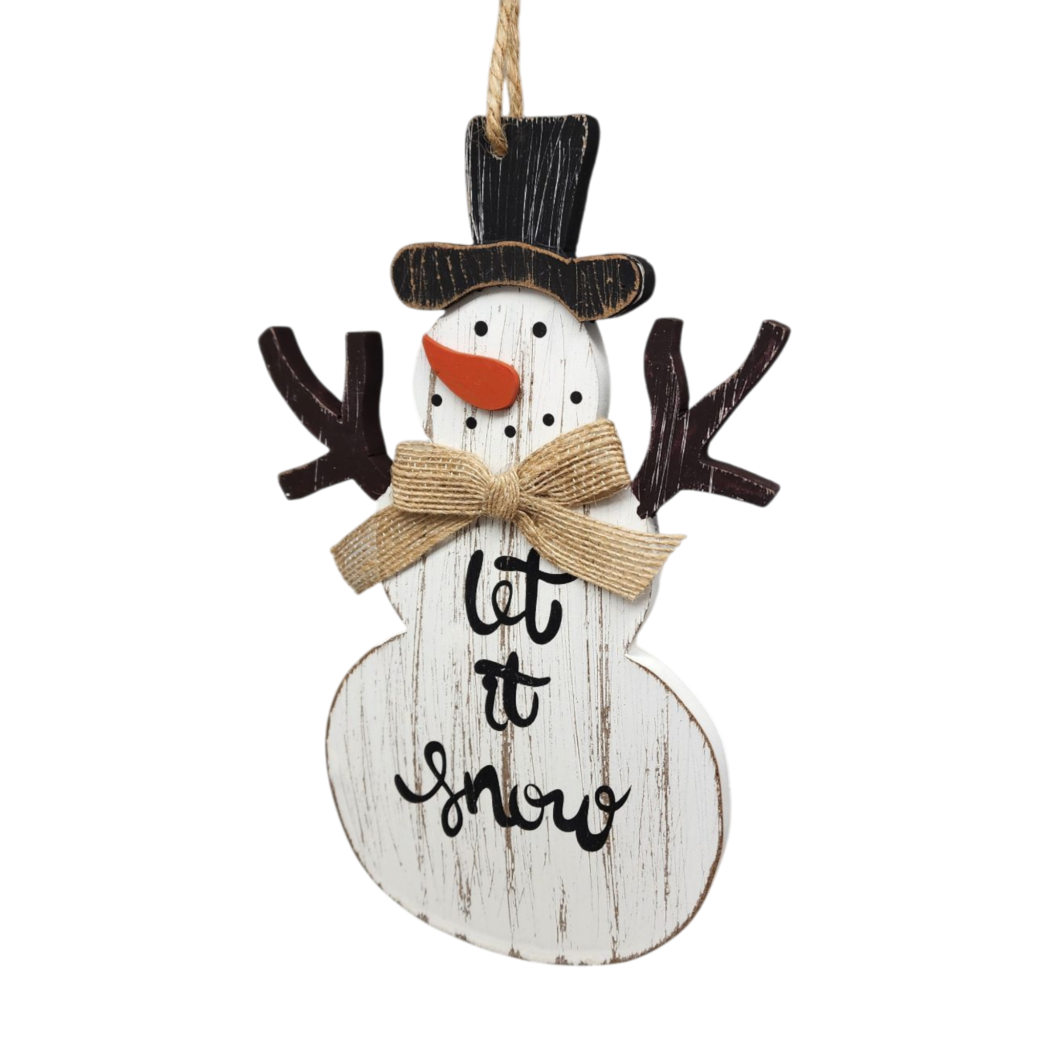 Charming Wooden Snowman Ornament
