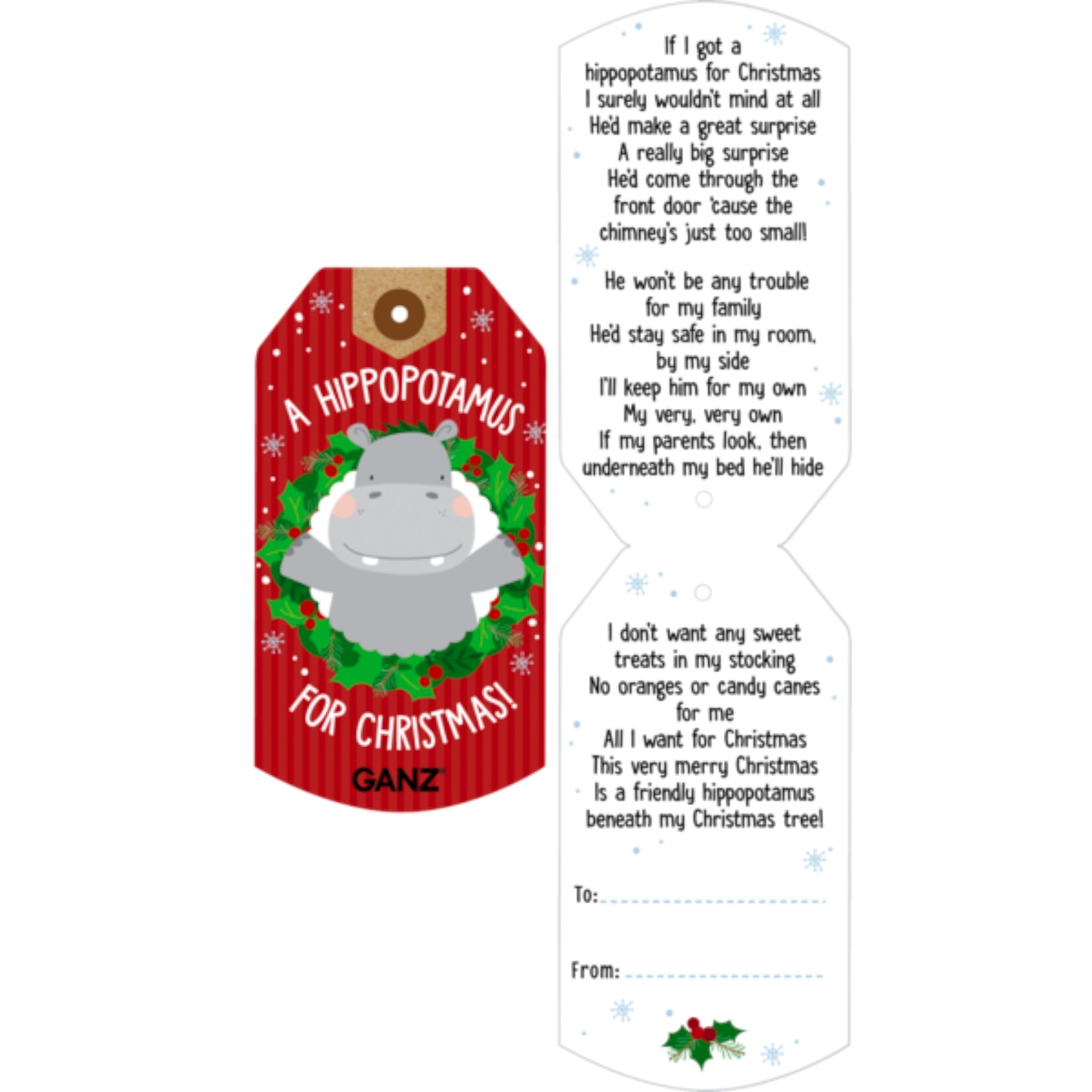 Christmas Hippo - 9 Inch