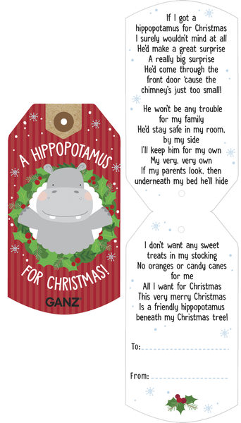 Christmas Hippo - 9 Inch