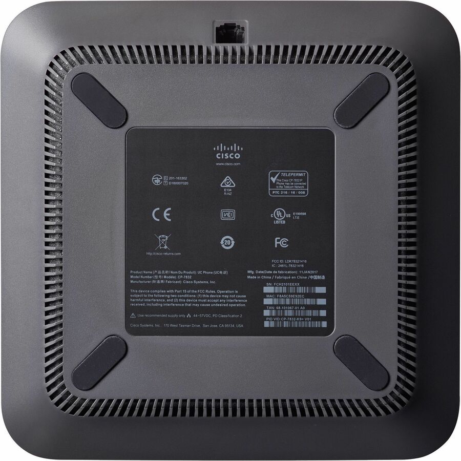 Cisco 7832 IP Conference Station - Corded - 1 x Total Line - VoIPNetwork (RJ-45) - PoE Por