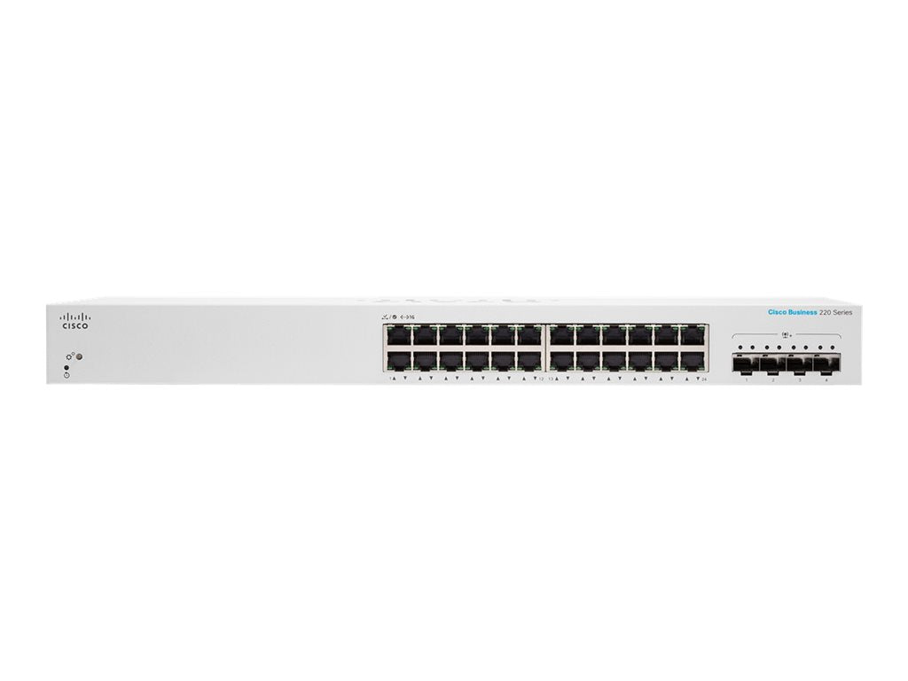 Cisco Business 220 Series CBS220-24T-4X - Switch - smart - 24 x 10/100/1000 + 4 x 10 Gigabit SFP+ (uplink) -