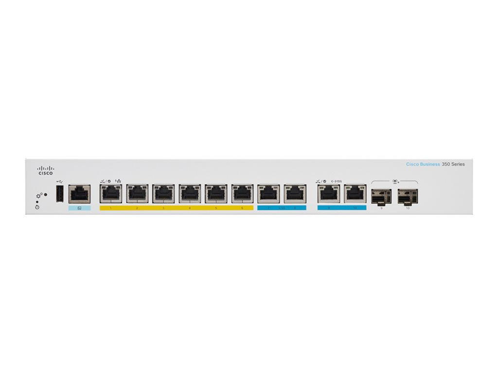 Cisco Business 350 Series CBS350-8MGP-2X - Switch - L3 - managed - 6 x 10/100/1000 (PoE+) + 2 x 2.5GBase-T (PoE+) + 2 x