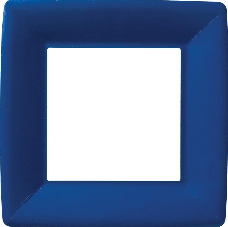 Classic Linen Dark Blue Square Paper Dinner Plate