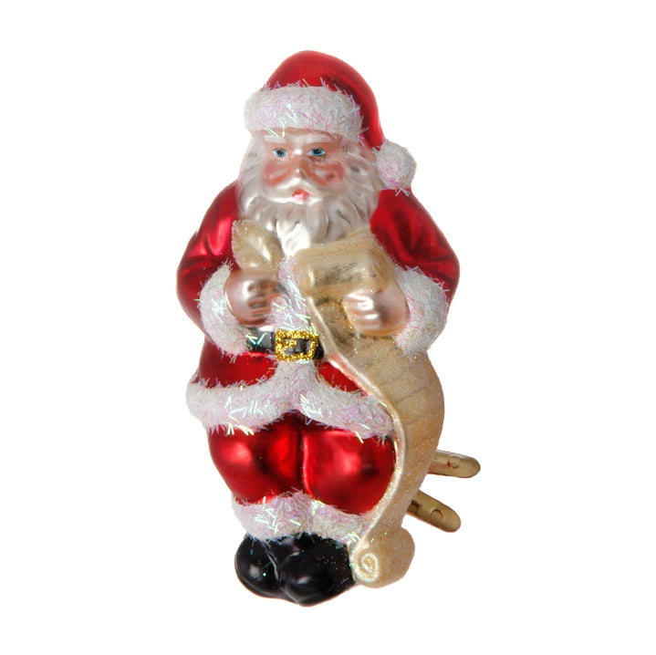 Clip on Glass Santa Ornament