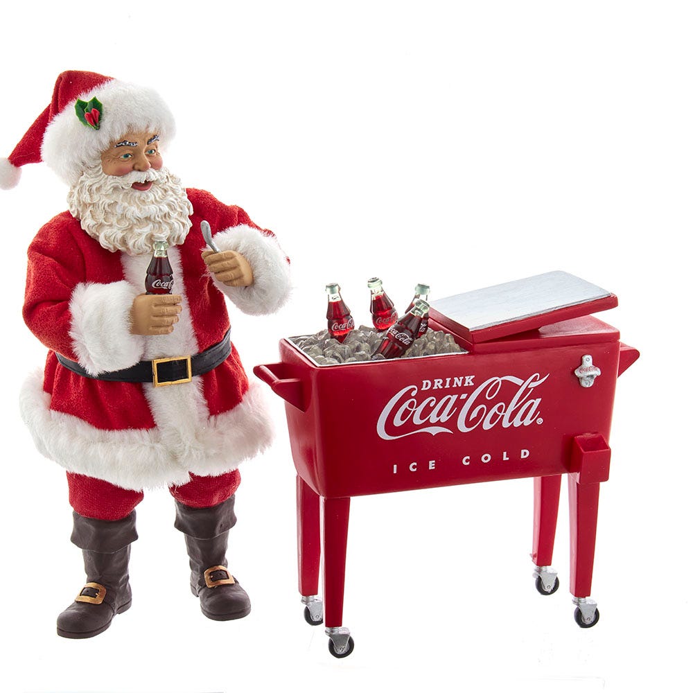 Coca-Cola Fabriché Santa With Table Cooler