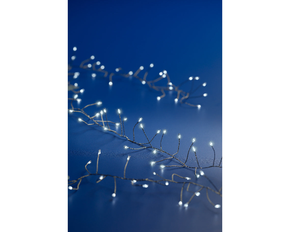 Compact Micro Garland String Lights - 100 LED - Cool White - Silver Wire