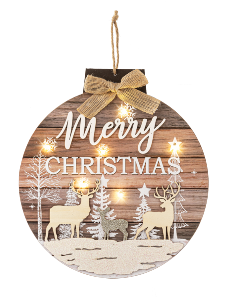 Cozy Cabin Light Up Hanging Signs - Merry Christmas