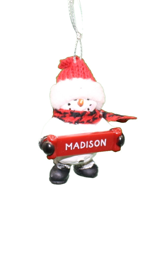 Cozy Snowman Ornament (Letters G - R) -