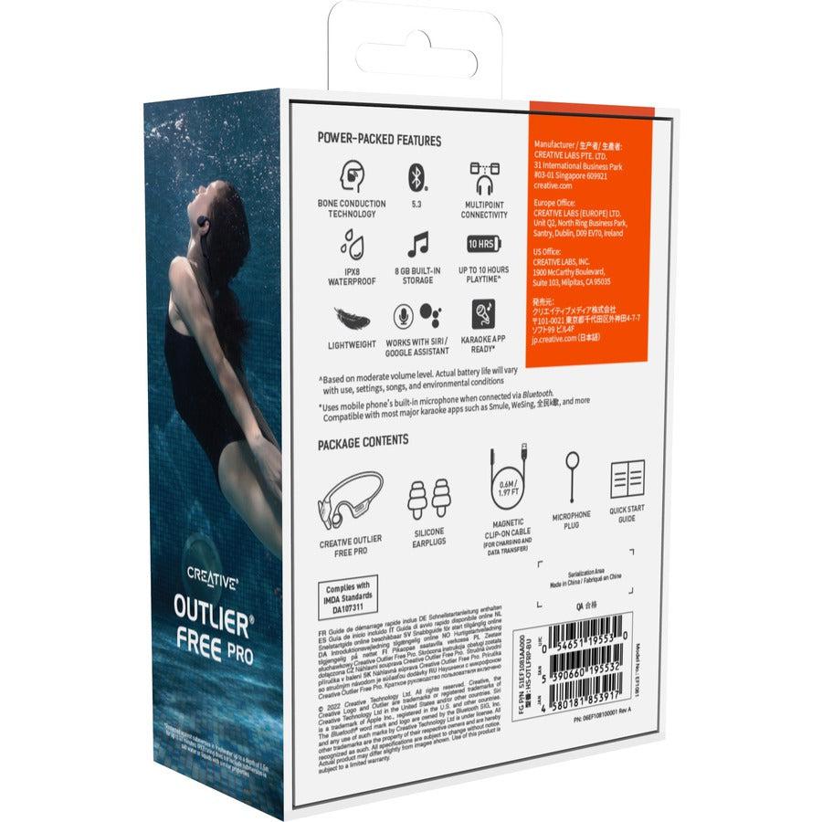 Creative Wireless Bone Conduction Headphones with Bluetooth 5.3 and IPX8 Waterproof
