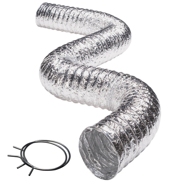 Deflecto FLXC0408 3-Ply 4-In. Class 1 Flexible Aluminum Duct with Spring Clamps