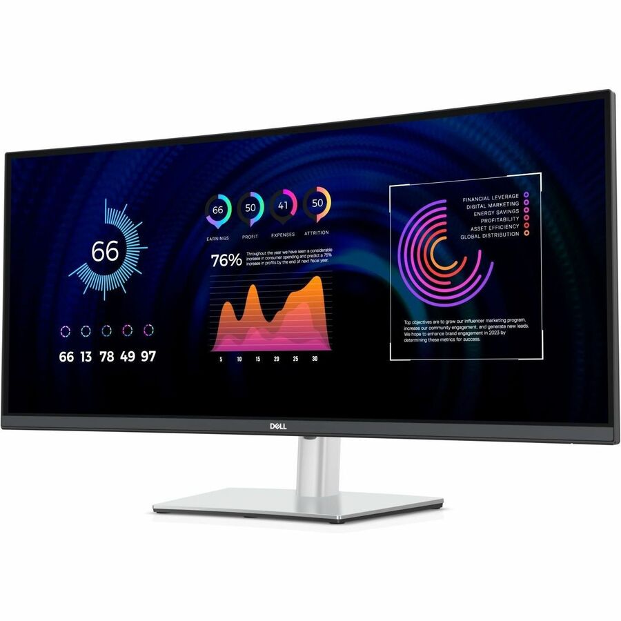 Dell P3424WE 34 Class UW-QHD Curved Screen LED Monitor - 21:9 - 34.1 Viewable - In-plane S
