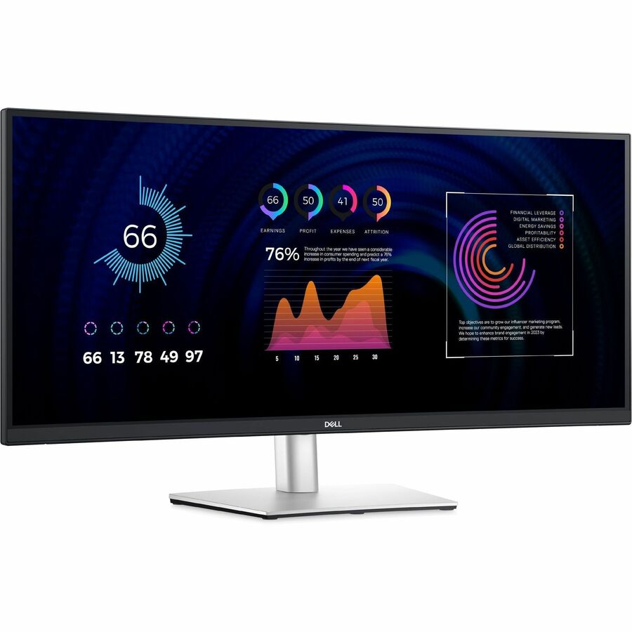 Dell P3424WE 34 Class UW-QHD Curved Screen LED Monitor - 21:9 - 34.1 Viewable - In-plane S