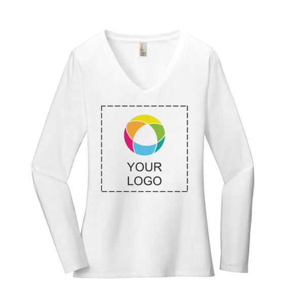 District® Women’s Very Important Tee® | Luxe Long Sleeve V-Neck with All-Over Front & Back Prints