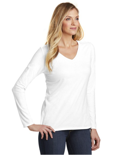 District® Women’s Very Important Tee® | Long Sleeve V-Neck with Stylish Left Chest & Back Prints