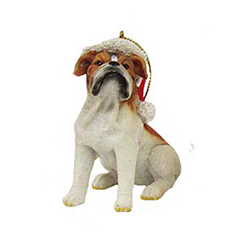 Dog in a Santa Hat Ornament - Bulldog