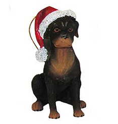 Dog in a Santa Hat Ornament - Rottweiler