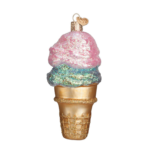 Double Dip Ice Cream Glass Ornament