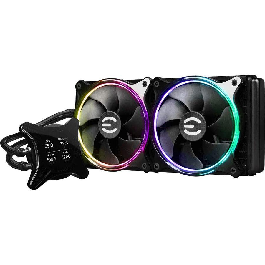 EVGA CLCx 280mm All-in-One LCD CPU Liquid Cooler, 2x 140mm PWM ARGB Fans, Intel, AMD, 5 YR Warranty, 400-HY-CX28-V1