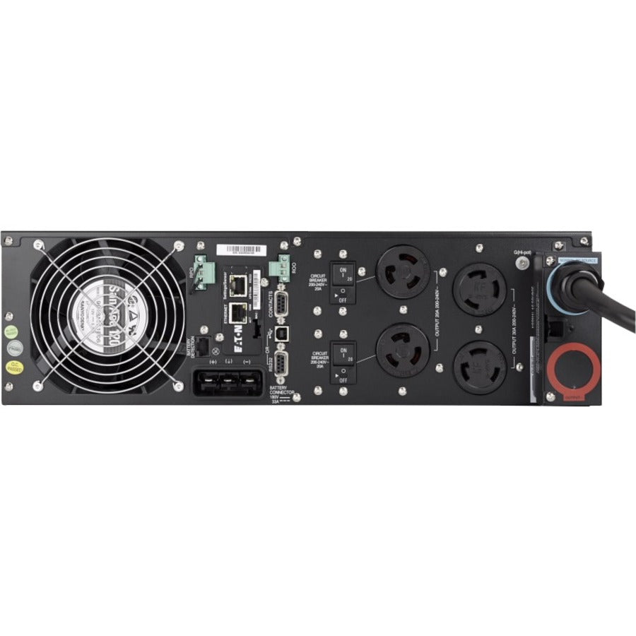 Eaton 9PX 6000VA 5400W 208V Online Double-Conversion UPS - L6-30P, 2 L6-20R, 2 L6-30R, Hardwired Output, 10 ft. Input Cord, Cybersecure Network Card, Extended Run, 3U - Battery Backup 9PX6K-10