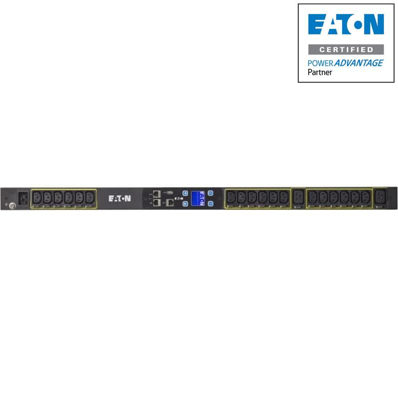 Eaton Metered Input rack PDU, 0U, L6-30P input, 5.76 kW max, 200-240V, 24A, 10 ft cord, Three-phase, Outlets: (12) C13, (2) C19