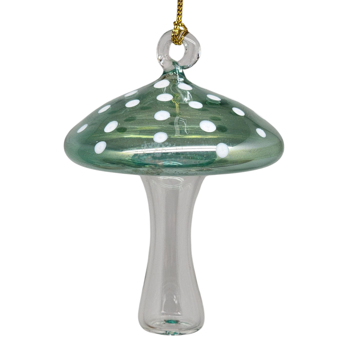 Egyptian Blown Glass Ornament - Mushroom - Green