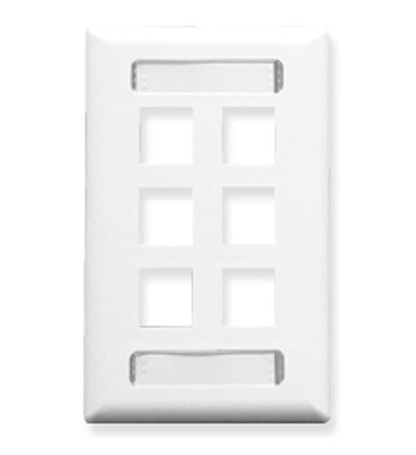 FACEPLATE- ID- 1-GANG- 6-PORT- WHITE ICC-IC107S06WH