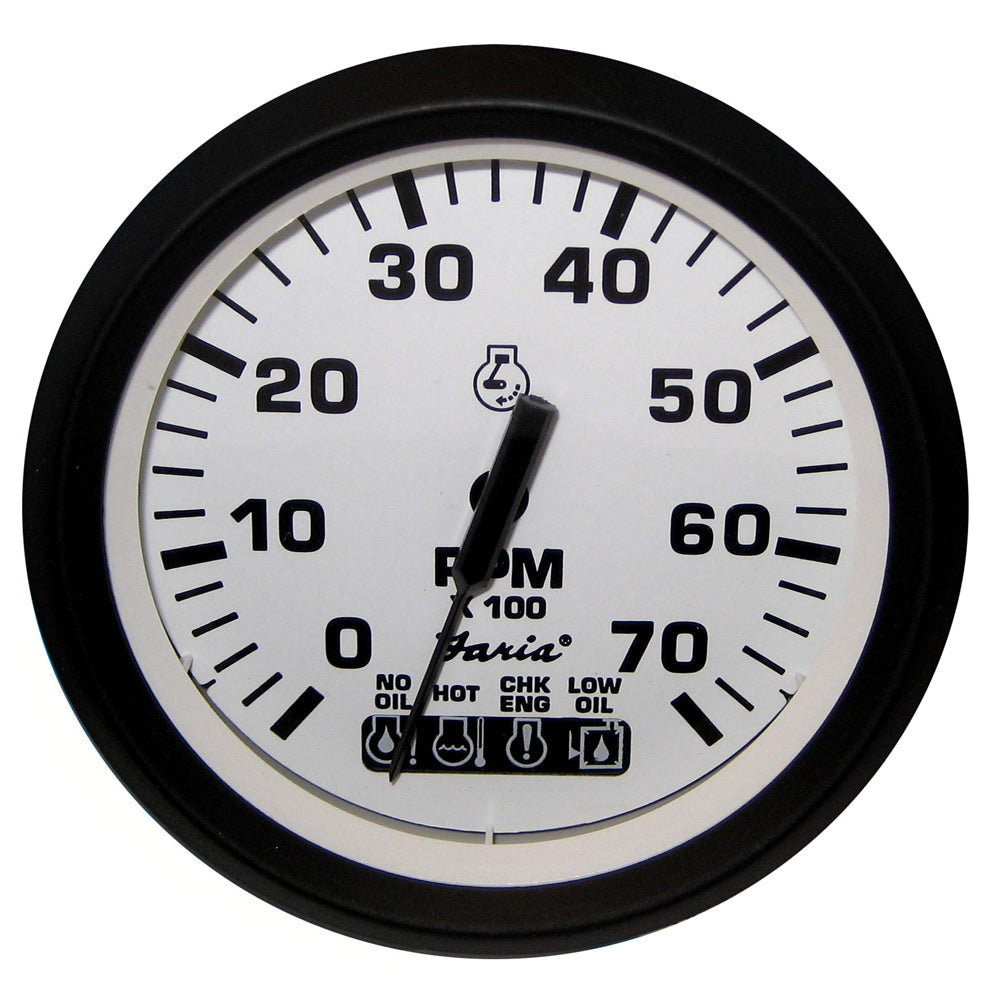 Faria Euro White 4" Tachometer w/ SystemCheck Indicator 7000 RPM (Gas) (Johnson / Evinrude