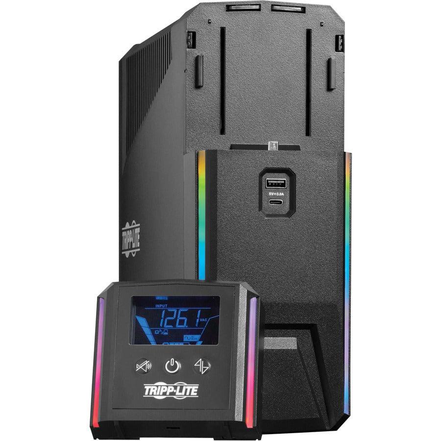 Gaming UPS 600VA - Pure Sine Wave Battery Backup with RGB LEDs | TecISoft SMART600PSGLCD