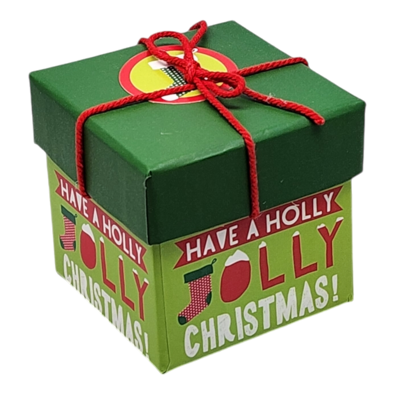 Gift Box Cube for Gift Cards - 3" x 3" - Holly Jolly Christmas