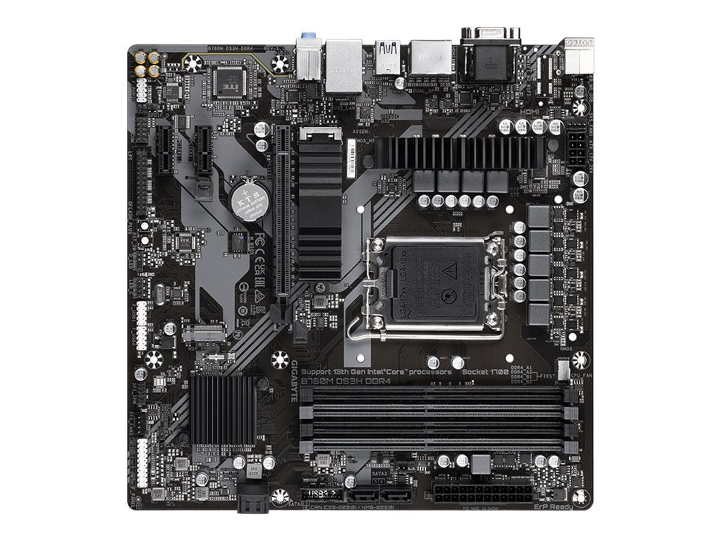 Gigabyte B760M DS3H DDR4 - 1.0 - motherboard - micro ATX - LGA1700 Socket - B760 Chipset - USB 3.2 Gen 2, USB 3.2 Gen 1,