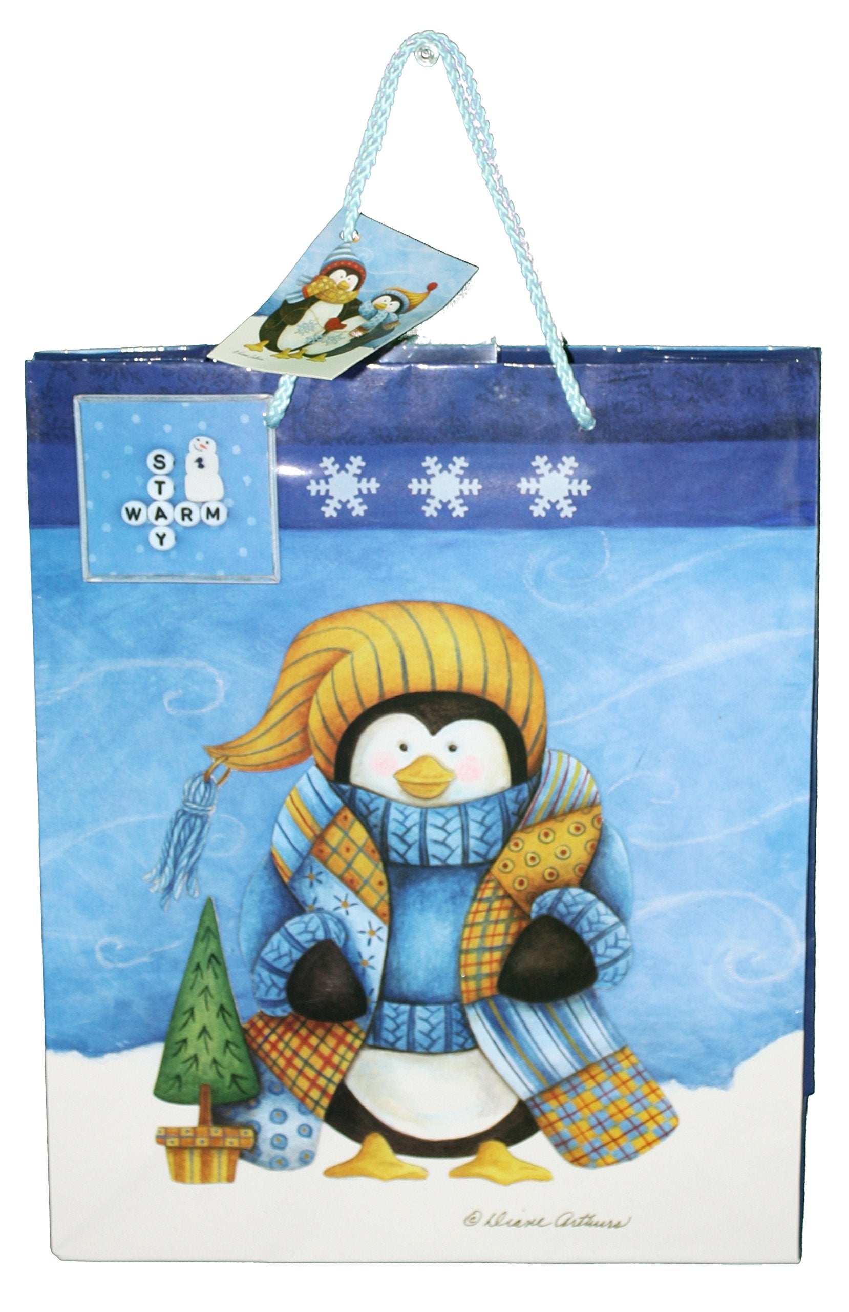 Gloss Finish Deluxe Gift Bag - Frosty Friends - Medium (12.5 x 10.5 x 4)