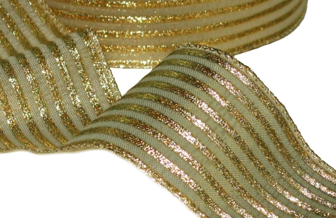 Gold / Gold Stripe Ribbon - Per Yard