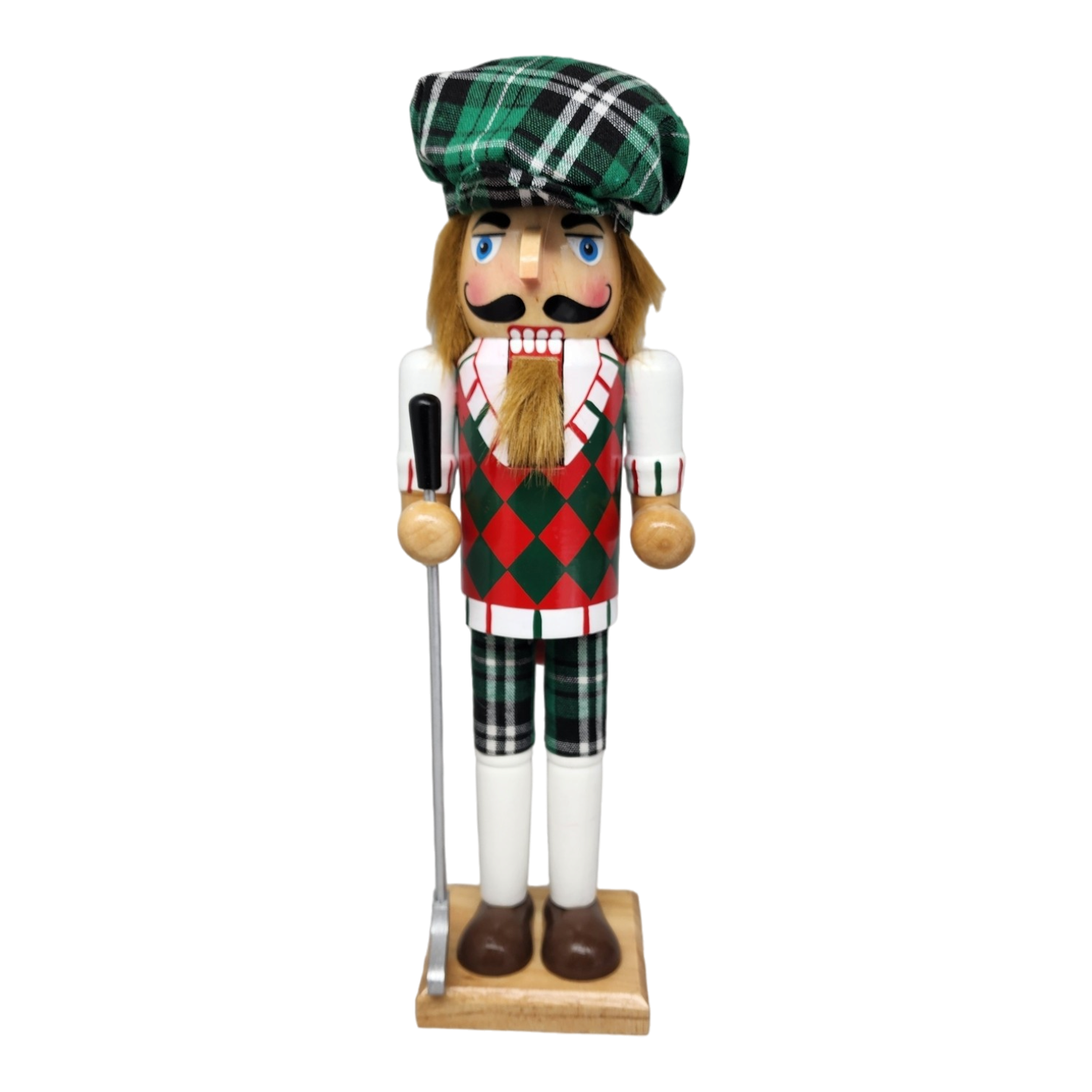 Green Plaid Golfer Nutcracker