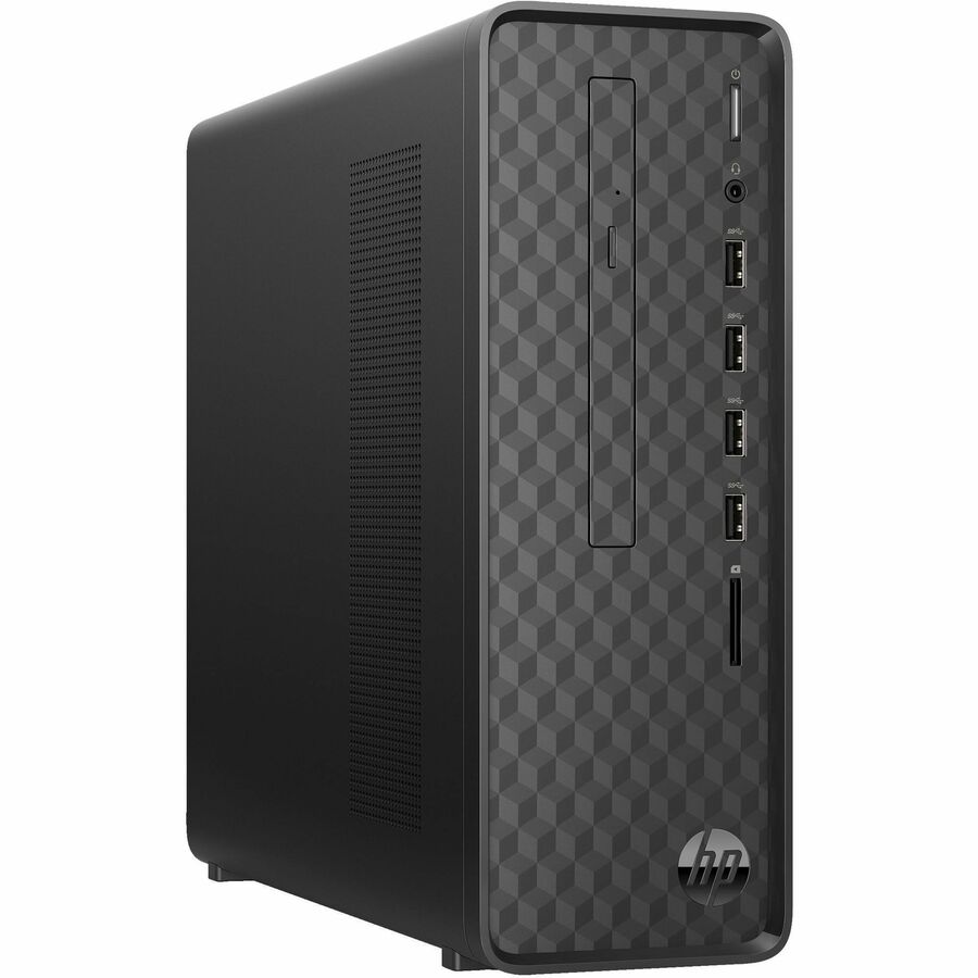 HP Slimline S01-aF2000i S01-aF2011 Desktop Computer - Intel Celeron J4025 Dual-core (2 Core) 2 GHz - 8 GB RAM DDR4 SDRAM - 256 GB M.2 PCI Express NVMe SSD - Mini-tower - Dark Black