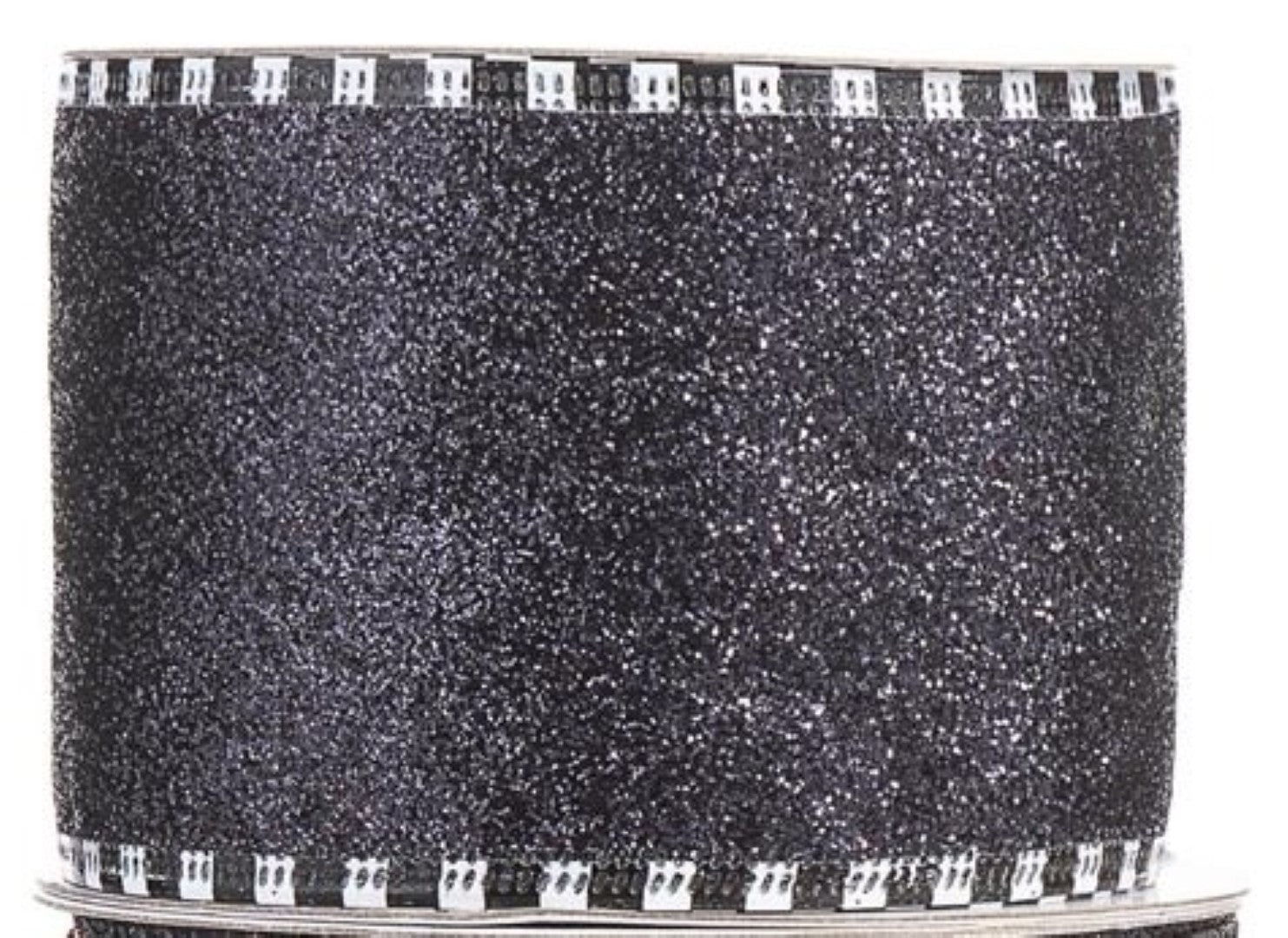 Halloween Wire Ribbon 2.5 inches x 25 feet - Black Sparkle