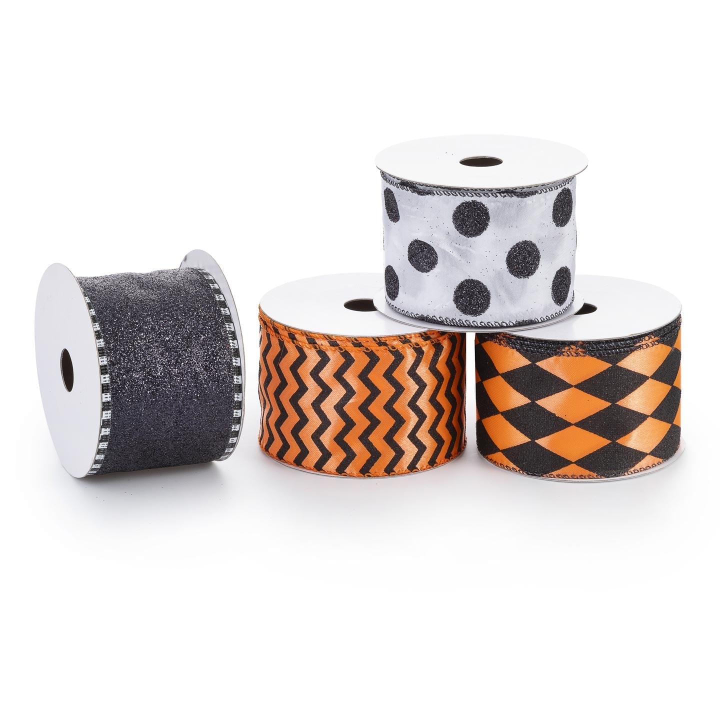 Halloween Wire Ribbon 2.5 inches x 25 feet - Black Sparkle
