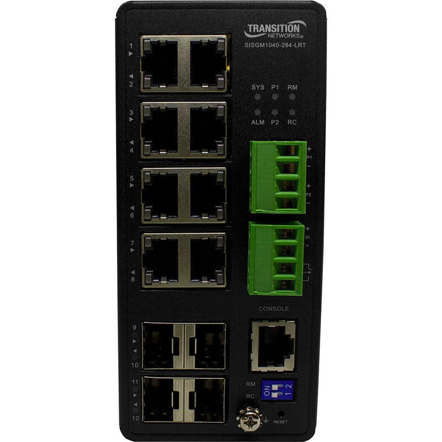 Hardened Managed Switch - Transition Networks SISGM1040-284-LRT 8-Port Gigabit Ethernet 4 SFP Slots | TecISoft
