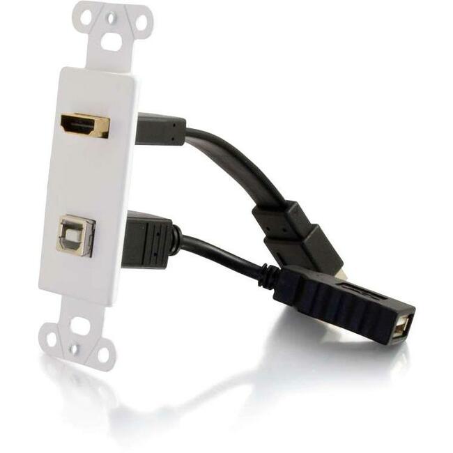 Hdmi And Usb Pass Through Wall Plate - White