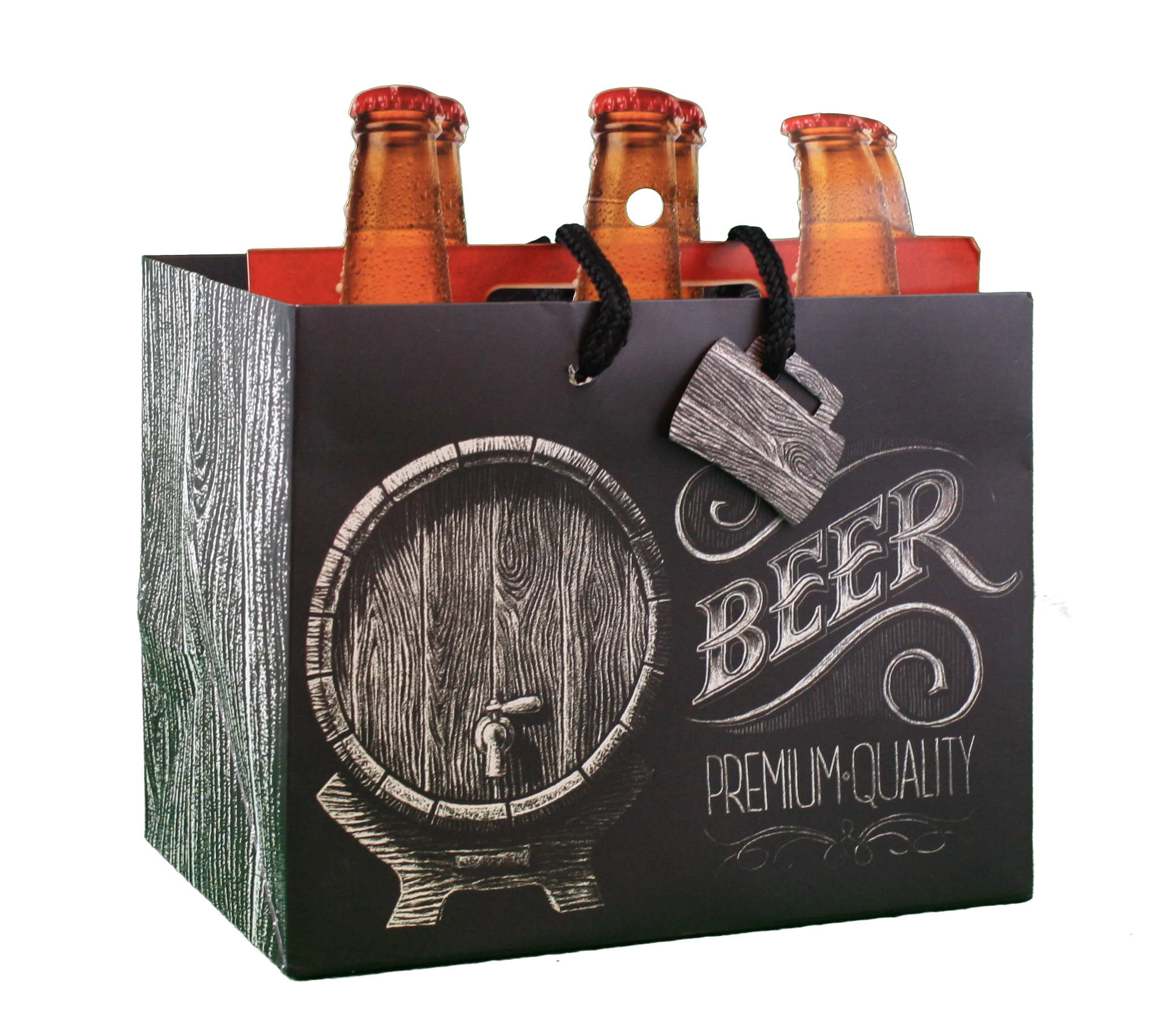 Heavyweight 6-pack Gift Bag - Rustic Beer Keg