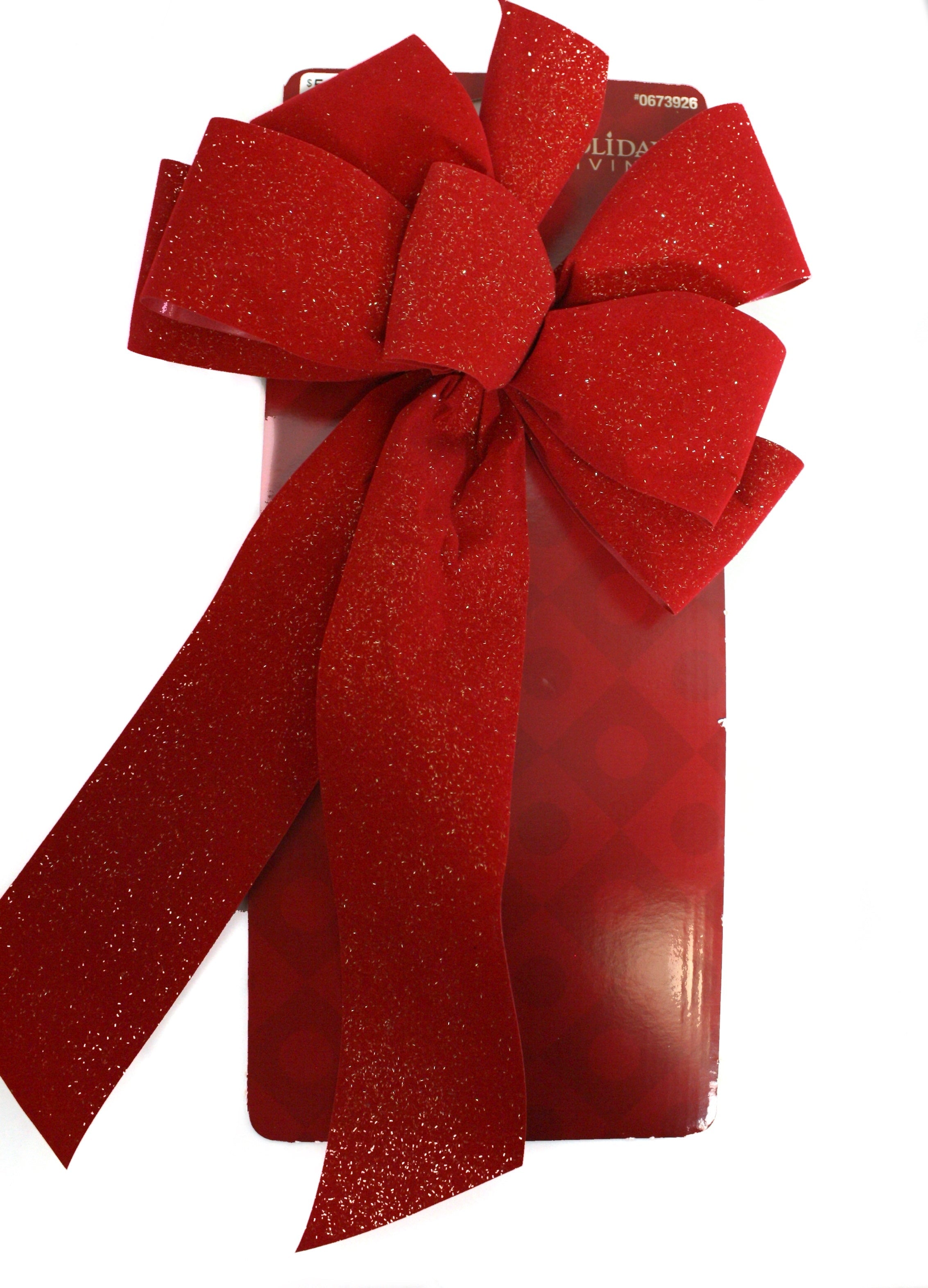 Holiday Living 8 x 17 Red Bow Gold Glitter