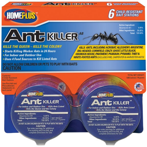 Home Plus AT-6ABMETAL Ant Killer Bait Stations with Abamectin B1, 6 Pack