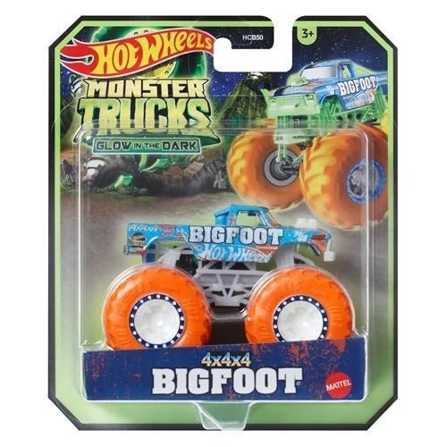 Hot Wheels Glow-in-the-Dark Monster Trucks 1:64 Scale for Kids 2024