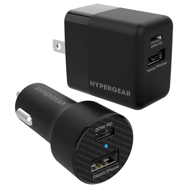 HyperGear 15409 Two 20-Watt and 2.4-Amp Wall/Car Dual Chargers Bundle (Black)