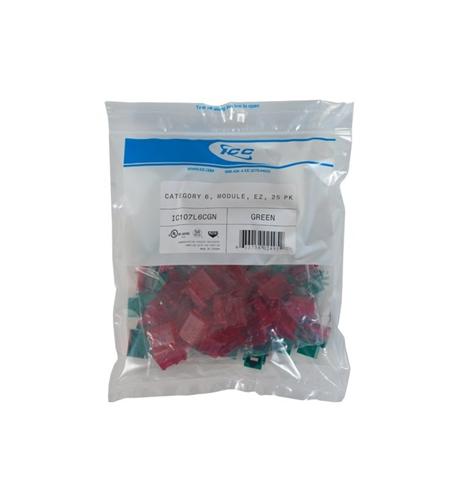 IC107L6CGN CAT6- EZ- 25 PK- GREEN ICC-CAT6JKPK-GN