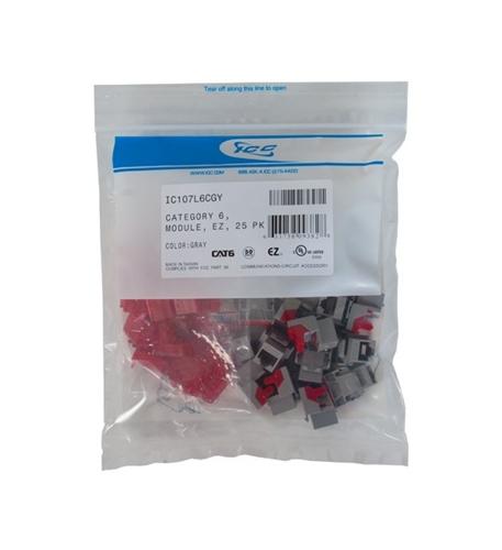 IC107L6CGY CAT6 EZ 25 PK GRAY ICC-CAT6JKPK-GY
