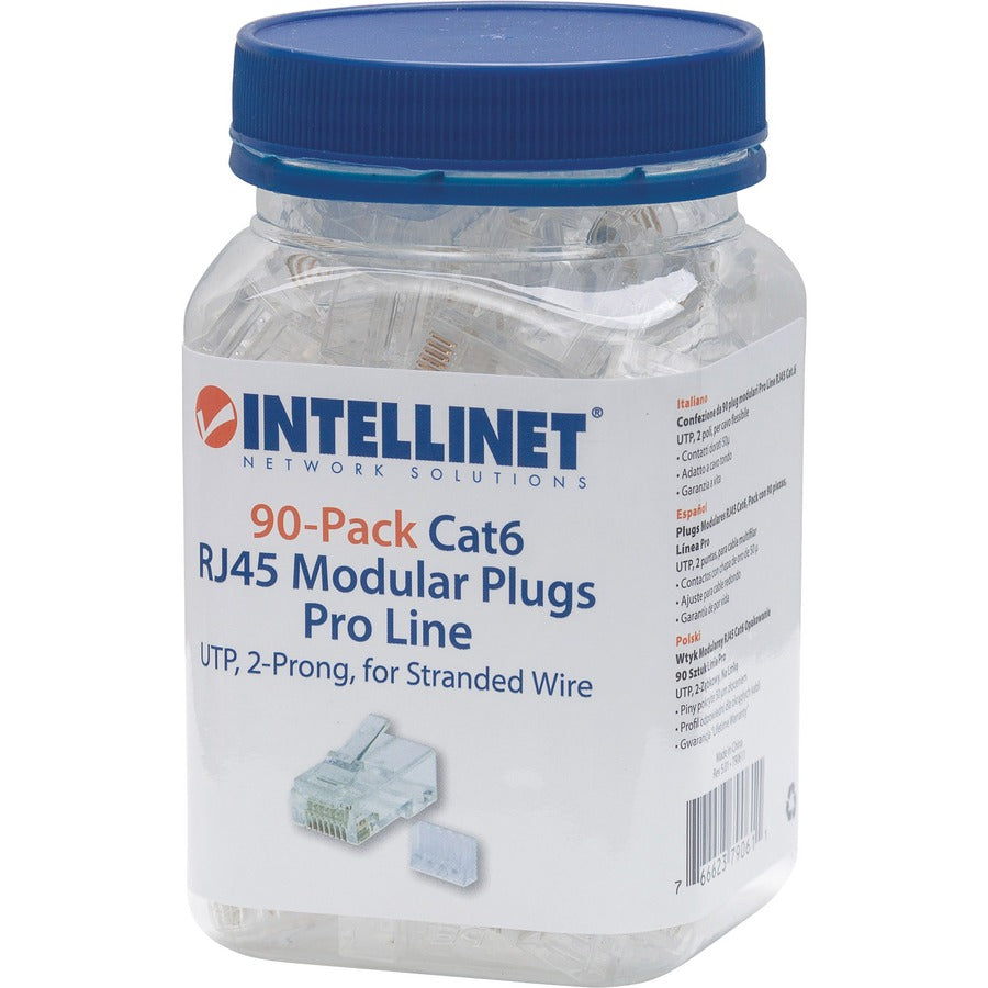 Intellinet Network Solutions Cat6 RJ45 Modular Plugs, 2-Prong, UTP, For Stranded Wire, 90 790611