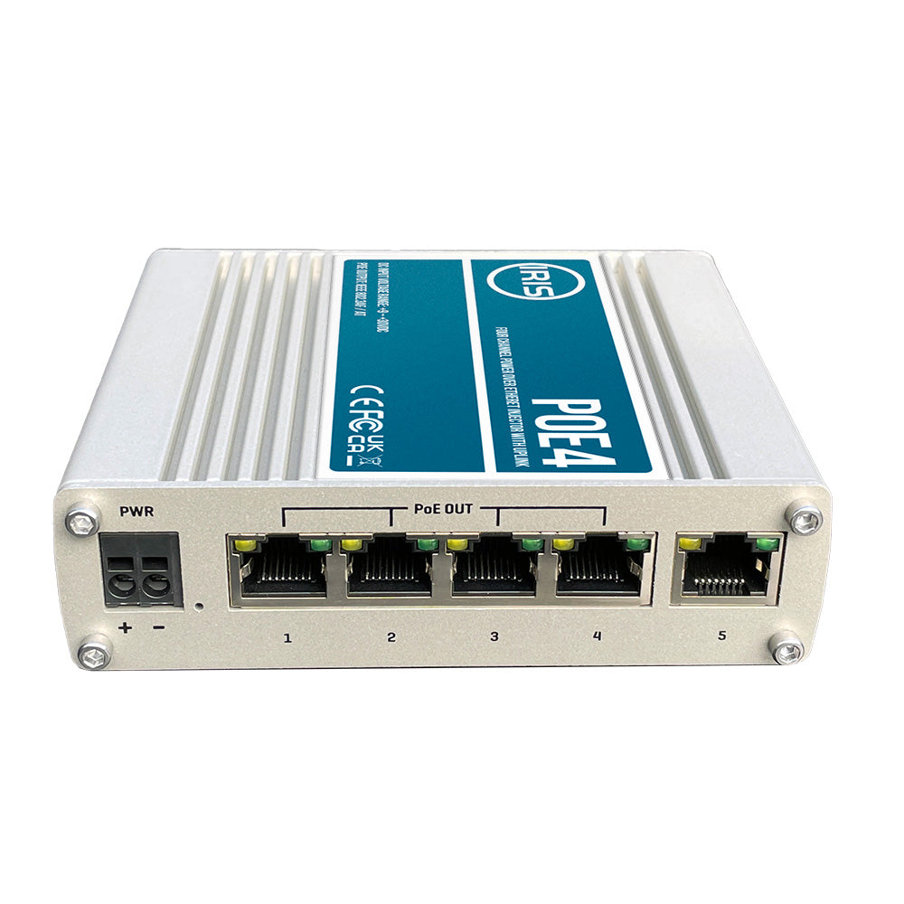 Iris Four Channel Uplink Power Over Ethernet Switch - IEEE802.3af & 3at Compliant -