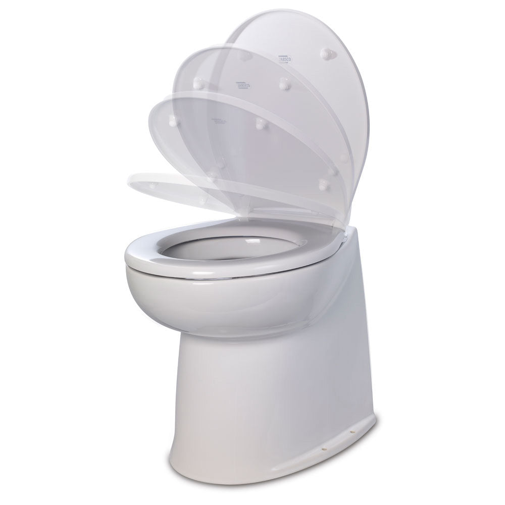 Jabsco Deluxe Flush 14" Straight Back 12V Raw Water Electric Marine Toilet w/Remote Rinse