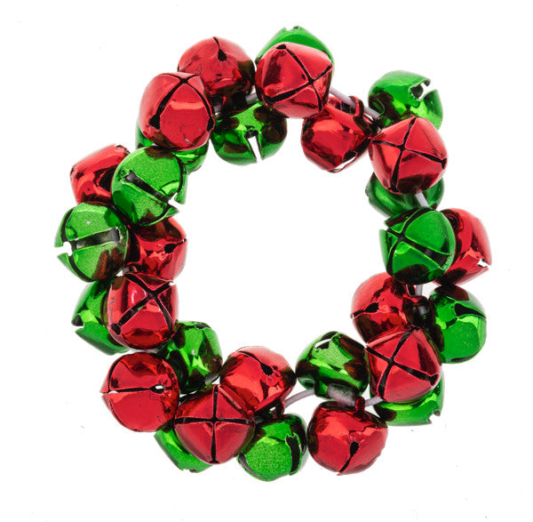 Jolly Jingles Stretch Bell Bracelet - Red & Green